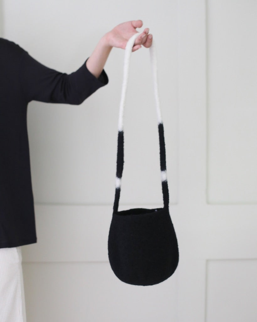 AW23 A.B Apuntob Felted Wool Bag in Black