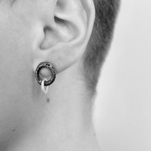 Rosa Maria striking black diamond and silver hoop earrings