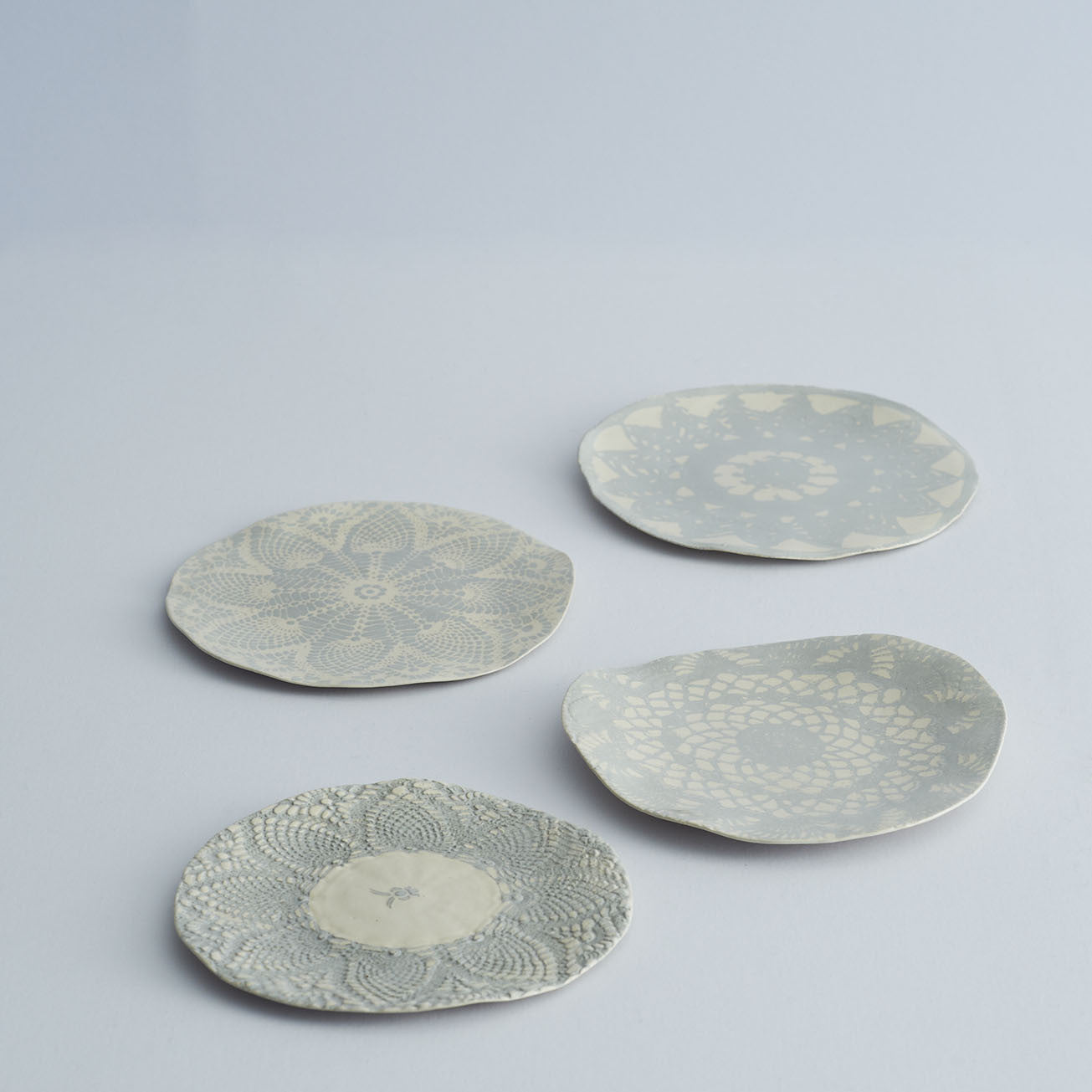 Hand made ceramic lace plates