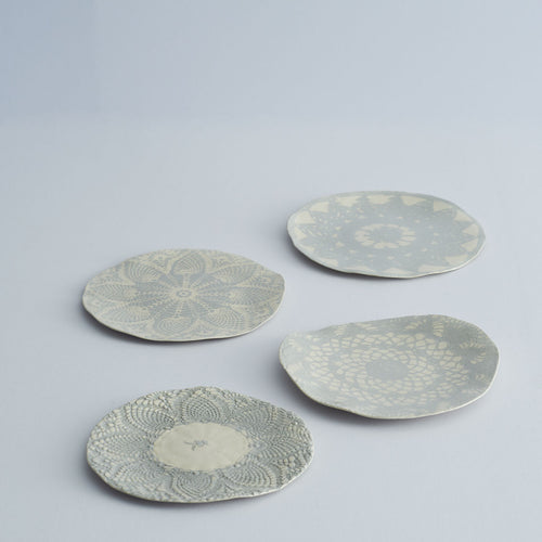 Hand made ceramic lace plates 
