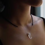 Yasuhide Ono Macrame and 18K white gold necklace with quartz pendant