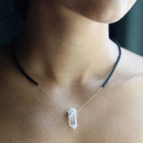 Yasuhide Ono Macrame and 18K white gold necklace with quartz pendant
