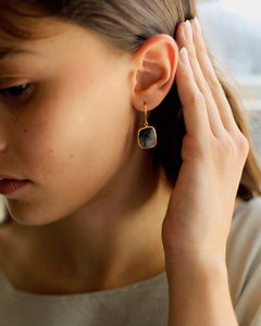 Ram Rijal Square sapphire pendant earrings