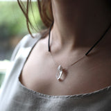 Yasuhide Ono Macrame with 18K white gold necklace with quartz pendant