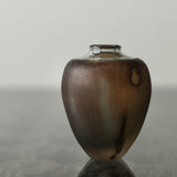 Aki Sakaida 'Smokey Brown Glass Vase with contrasting Clear Rim 13'