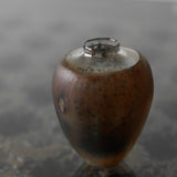 Aki Sakaida 'Smokey Brown Glass Vase with contrasting Clear Rim 13'