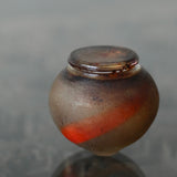 Aki Sakaida 'Smokey Brown and Orange Lidded Pot 22'