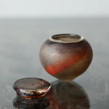 Aki Sakaida 'Smokey Brown and Orange Lidded Pot 22'