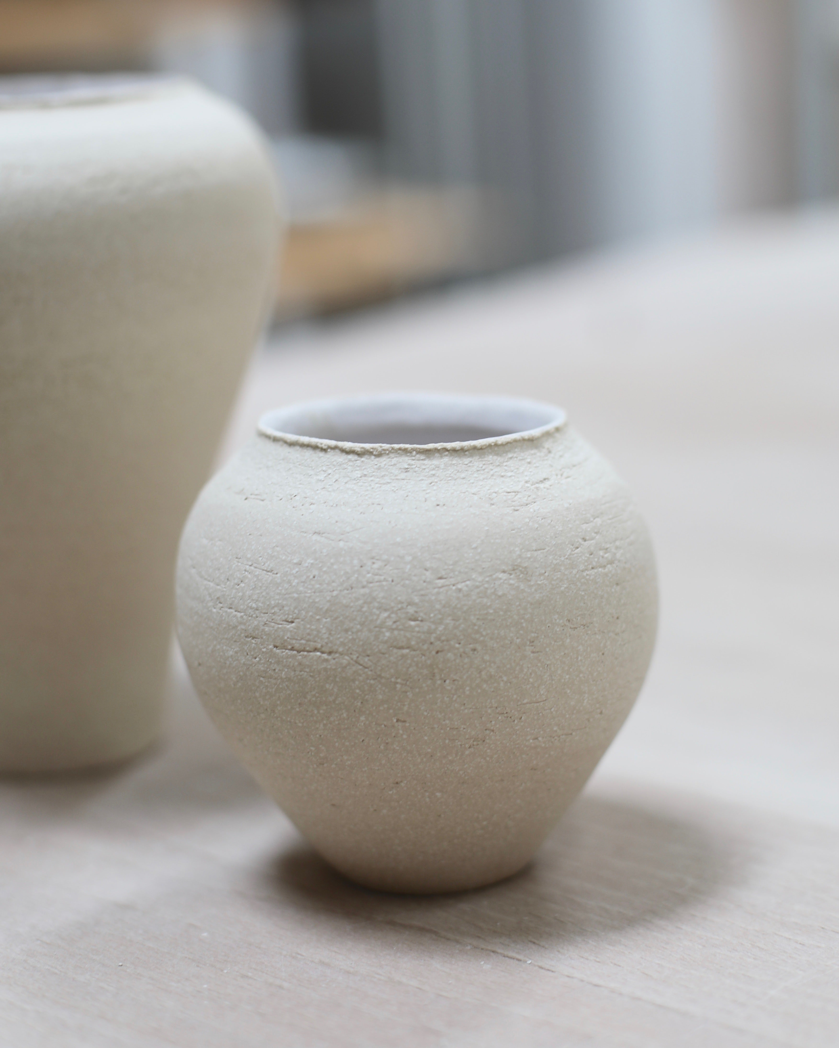 Jennifer Morris Stoneware vase with glazed interior and unglazed exterior 2
