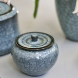 Takashi Suzuki 'Blue Crackle Lidded Pot III'