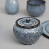 Takashi Suzuki 'Blue Crackle Lidded Pot III'