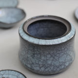 Takashi Suzuki 'Blue Crackle Lidded Pot I'