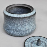 Takashi Suzuki 'Blue Crackle Lidded Pot I'