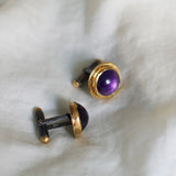 Ram Rijal Oxidised Silver and 22ct Gold Cufflink with Amethyst