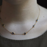 Ram Rijal 18ct Gold Chain Necklace with 7 Sapphire