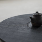 Pachadesign 'Circular Tray in Burnt English Oak with Sawn Texture & Inner Circle'