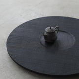 Pachadesign 'Circular Tray in Burnt English Oak with Sawn Texture & Inner Circle'