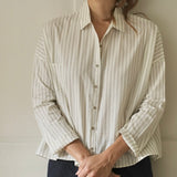 A.B Apuntob 'Natural Sabbia Striped Cotton and Silk Shirt' P1623