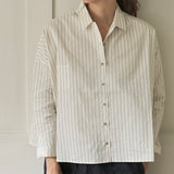 A.B Apuntob 'Natural Sabbia Striped Cotton and Silk Shirt' P1623