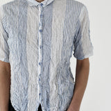 Pas De Calais ‘Shirring Stripe Short Sleeve Blouse in Off White’ 13-60-6795 / 02
