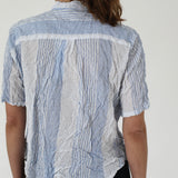 Pas De Calais ‘Shirring Stripe Short Sleeve Blouse in Off White’ 13-60-6795 / 02