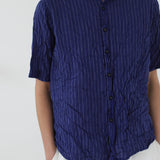 Pas De Calais ‘Shirring Stripe Short Sleeve Blouse in Navy’ 13-60-6795 / 20