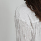 Pas De Calais ‘Washed Cotton Crinkle Stand Collar Shirt in Soft White’ 13-60-6803 / 01