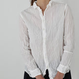 Pas De Calais ‘Washed Cotton Crinkle Classic Shirt in Soft White’ 13-60-6802 / 01