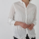 Pas De Calais ‘Washed Cotton Crinkle Classic Shirt in Soft White’ 13-60-6802 / 01