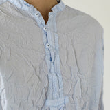 Pas De Calais ‘Washed Cotton Crinkle Stand Collar Shirt in Saxe Blue’ 13-60-6803 / 36
