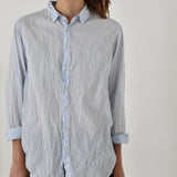 Pas De Calais ‘Washed Cotton Crinkle Classic Shirt in Saxe Blue’ 13-60-6802 / 36