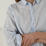 Pas De Calais ‘Washed Cotton Crinkle Classic Shirt in Saxe Blue’ 13-60-6802 / 36