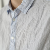 Pas De Calais ‘Washed Cotton Crinkle Classic Shirt in Saxe Blue’ 13-60-6802 / 36