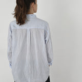 Pas De Calais ‘Washed Cotton Crinkle Classic Shirt in Saxe Blue’ 13-60-6802 / 36