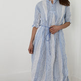 Pas De Calais ‘Shirring Stripe Dress in Off White’ 13-60-4543 / 02