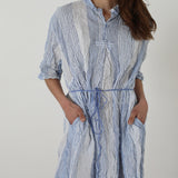 Pas De Calais ‘Shirring Stripe Dress in Off White’ 13-60-4543 / 02