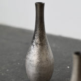 Masaaki Iwasa 'Silver Glazed Crane Neck Flower Vase I'