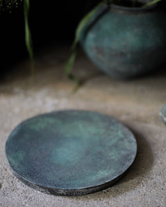 Etsuji Noguchi Verdigris green pedestal dish