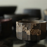 Glenn Dane 'Cup with carved facets from sustainably sourced maple, finished with tea, iron & crackle texture'