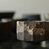 Glenn Dane 'Cup with carved facets from sustainably sourced maple, finished with tea, iron & crackle texture'