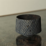 Glenn Dane 'Turned & hand carved fluted cup from locally sourced larch. Oak gall ink, tung oil'