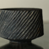 Glenn Dane 'Turned & hand carved fluted cup from locally sourced larch. Oak gall ink, tung oil'