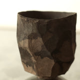 Glenn Dane 'Cup with carved facets from sustainably sourced cedar, with iron oxide finish'