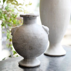 Charlotte McLeish medium Aryballos vase in black clay with porcelain slip 18