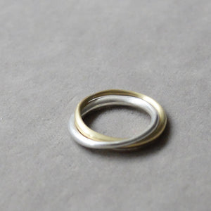 Kerry Seaton Silver and 18ct Yellow Gold joined two band ring