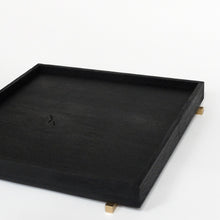 Pacha Design High-sided tray in Burnt English Oak with square brass feet 20