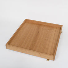 Pacha Design High-sided tray in English Oak with round brass feet 21