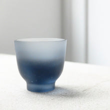 Celia Dowson Rhossili Glass sake cup in indigo blue