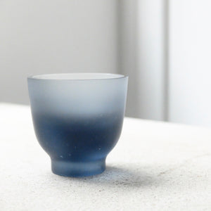 Celia Dowson Rhossili Glass sake cup in indigo blue