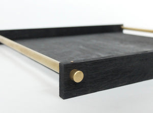 Pacha Design Tray with brass handles in Burnt English Oak 16